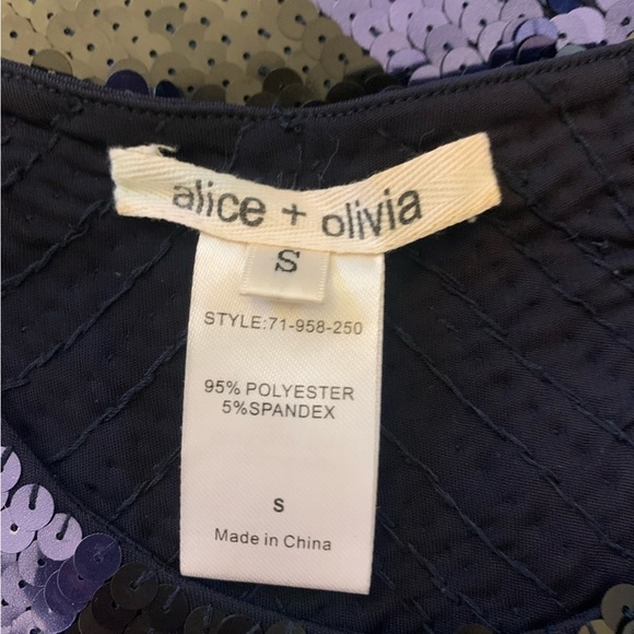 ALICE + Olivia Mini Dress Size Small Navy and Black Chevron Sequin Y2K - Picture 6 of 6